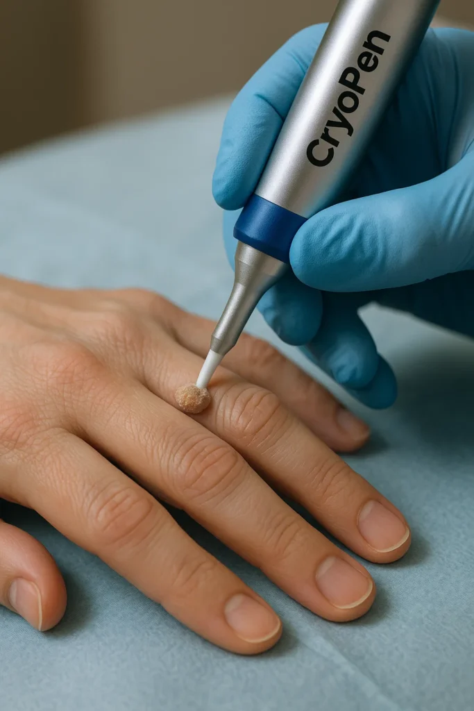 example of cryopen wart removal Greater London (Brent) treatment on a persons finger