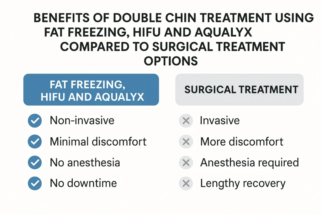Graphic about the benefits of double chin treatment Greater London (Brent) - from LA LIPO