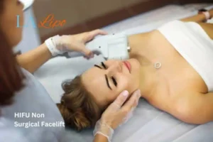 Woman having Hi-Fu to reduce wrinkles Greater London (Brent).