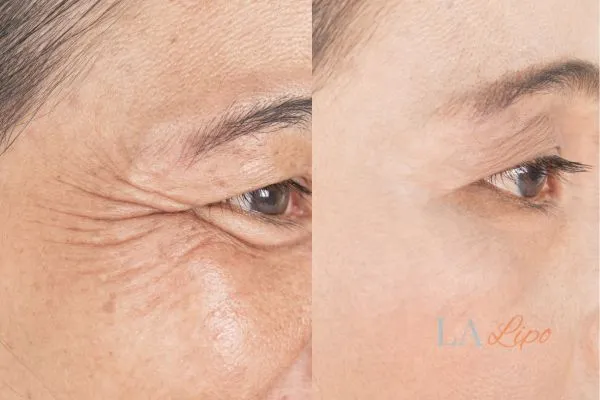 Before and after results of woman - HI-fu wrinkles reduction treatment Greater London (Brent)