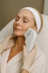 Woman receiving HIFU non surgical facelift treatment Greater London (Brent)