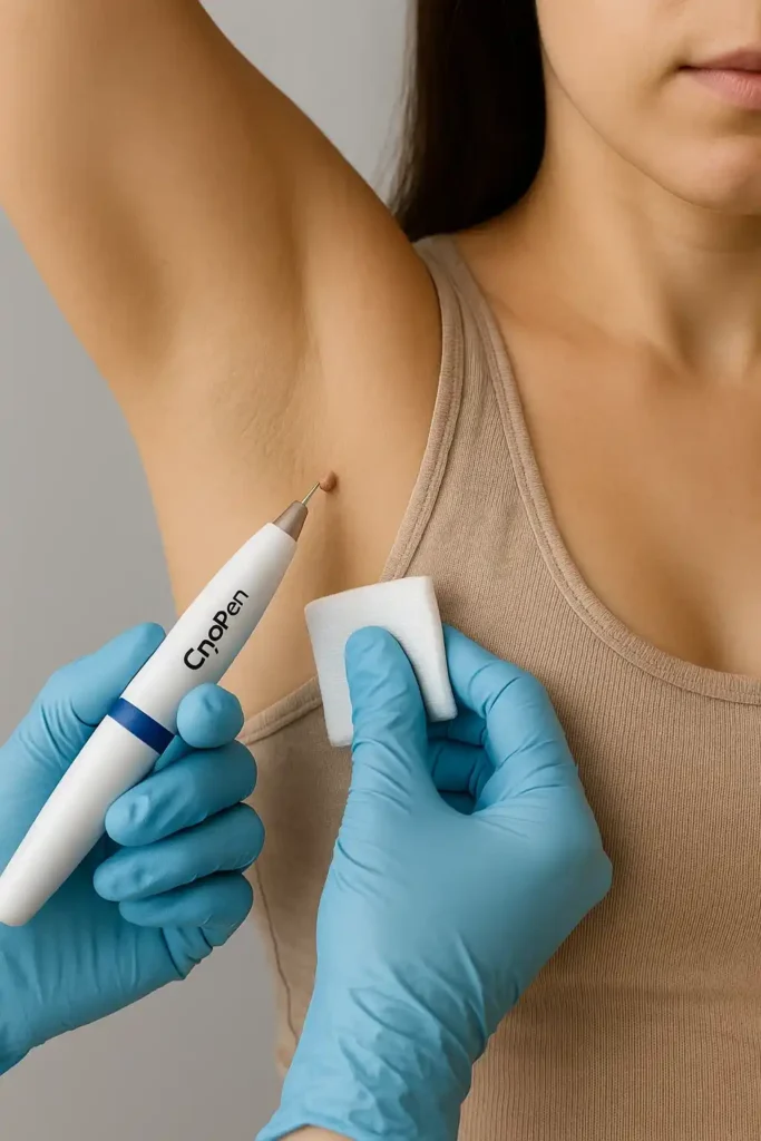 woman having cryopen to remove underarm skin tags Greater London (Brent)